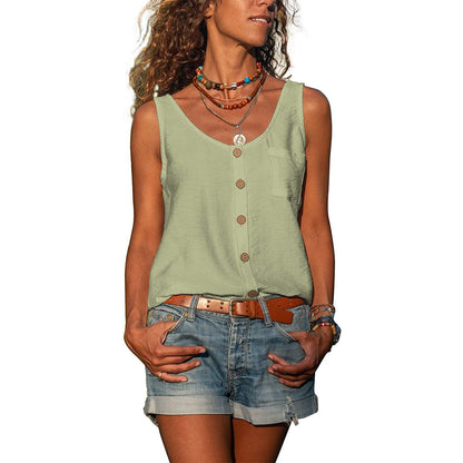 Stylish Solid-Colour V-Neck Vest Shirt