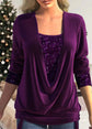 Glitter U-Neck Long-Sleeve Blouse