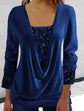 Glitter U-Neck Long-Sleeve Blouse