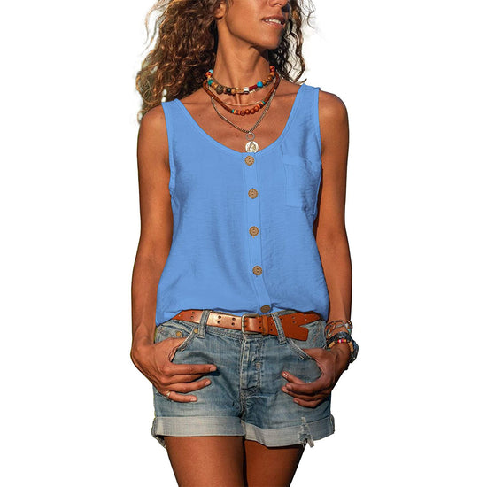 Stylish Solid-Colour V-Neck Vest Shirt