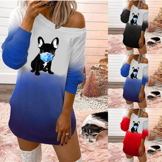 Chic Posh Pup Gradient Off-Shoulder Dress