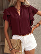 Vibrant V-Neck Ruffle Summer Top