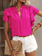 Vibrant V-Neck Ruffle Summer Top