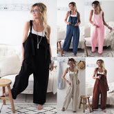 New Wish Casual Loose Suspender Pants With Pockets Multi-Colour New