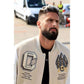 Trendy Brand European And American Trendy Brand AC Milan Heavy Craft Embroidery Stitching Leather Sleeve OFF All-match Baseball Suit Jacket Coat