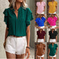 Vibrant V-Neck Ruffle Summer Top