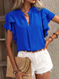 Vibrant V-Neck Ruffle Summer Top