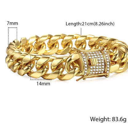 Gold Miami Curb Chain Bracelet