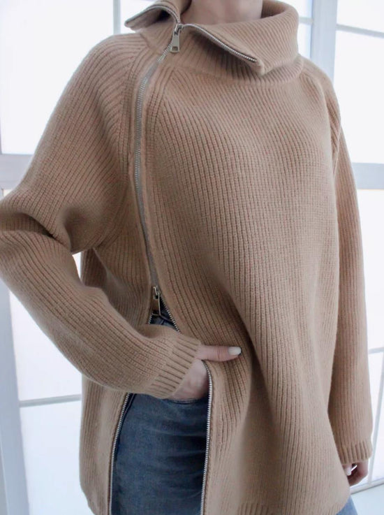 Zip-Turtleneck Loose Knit: Free Shipping, 7-12 Days