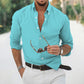 New Long Sleeve Button Lapel Men&