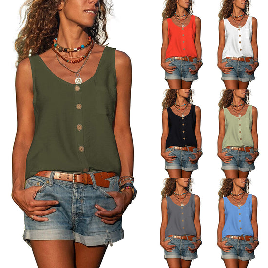 Stylish Solid-Colour V-Neck Vest Shirt