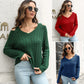 Off-Shoulder V-Neck Loose Sweater