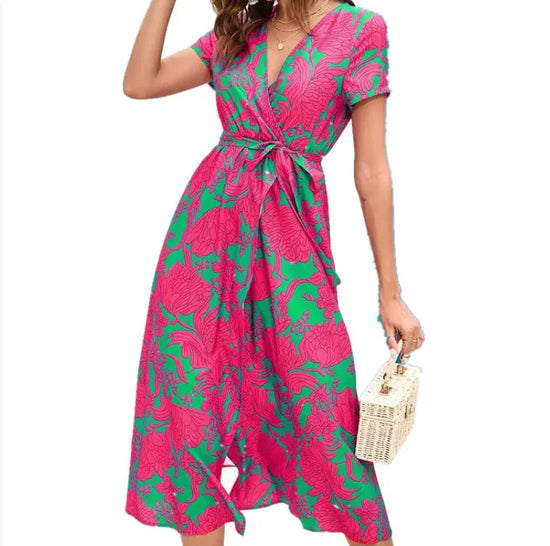 Chic Short Sleeve Printed Dress